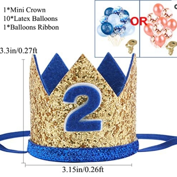 🆕️🚫🏷 2nd Birthday Crown w/ Balloons 🆕️🚫🏷 - Picture 2 of 9